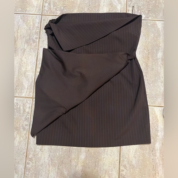 🤎💙ZARA Pinstripe Strapless Mini Dress🤎SZ XXL💙NWT - Picture 8 of 16